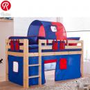 Relita Hochbett Lilly, natur, Vorhang &acute;&acute;blau/rot&acute;&acute;