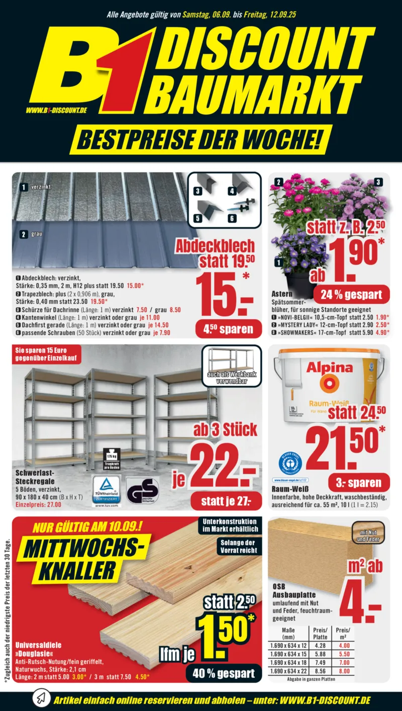 B1 Discount Prospekt vom 06.09.2025, Seite 1