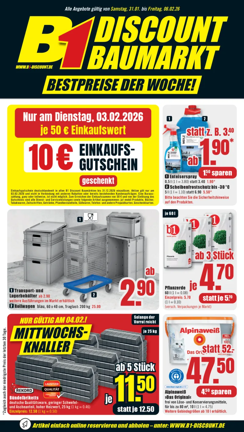 B1 Discount Prospekt vom 31.01.2026, Seite 1