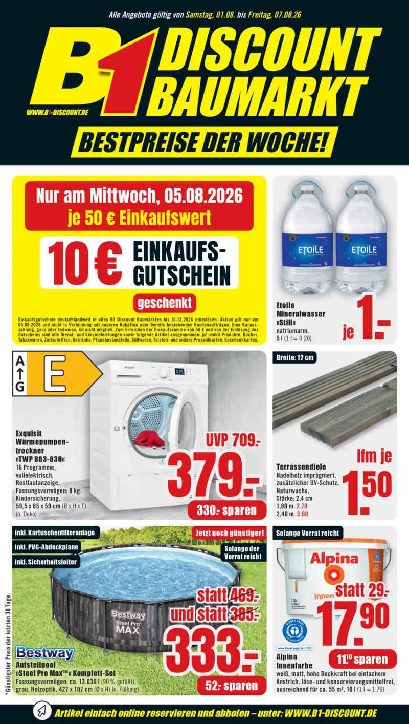B1 Discount Prospekt vom 01.08.2026, Seite 1