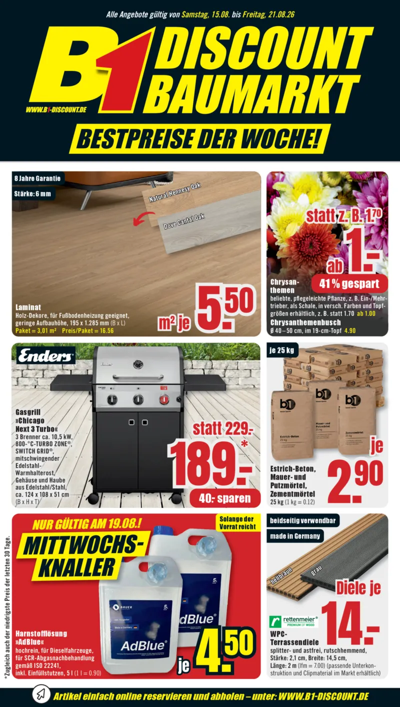B1 Discount Prospekt vom 15.08.2026, Seite 1