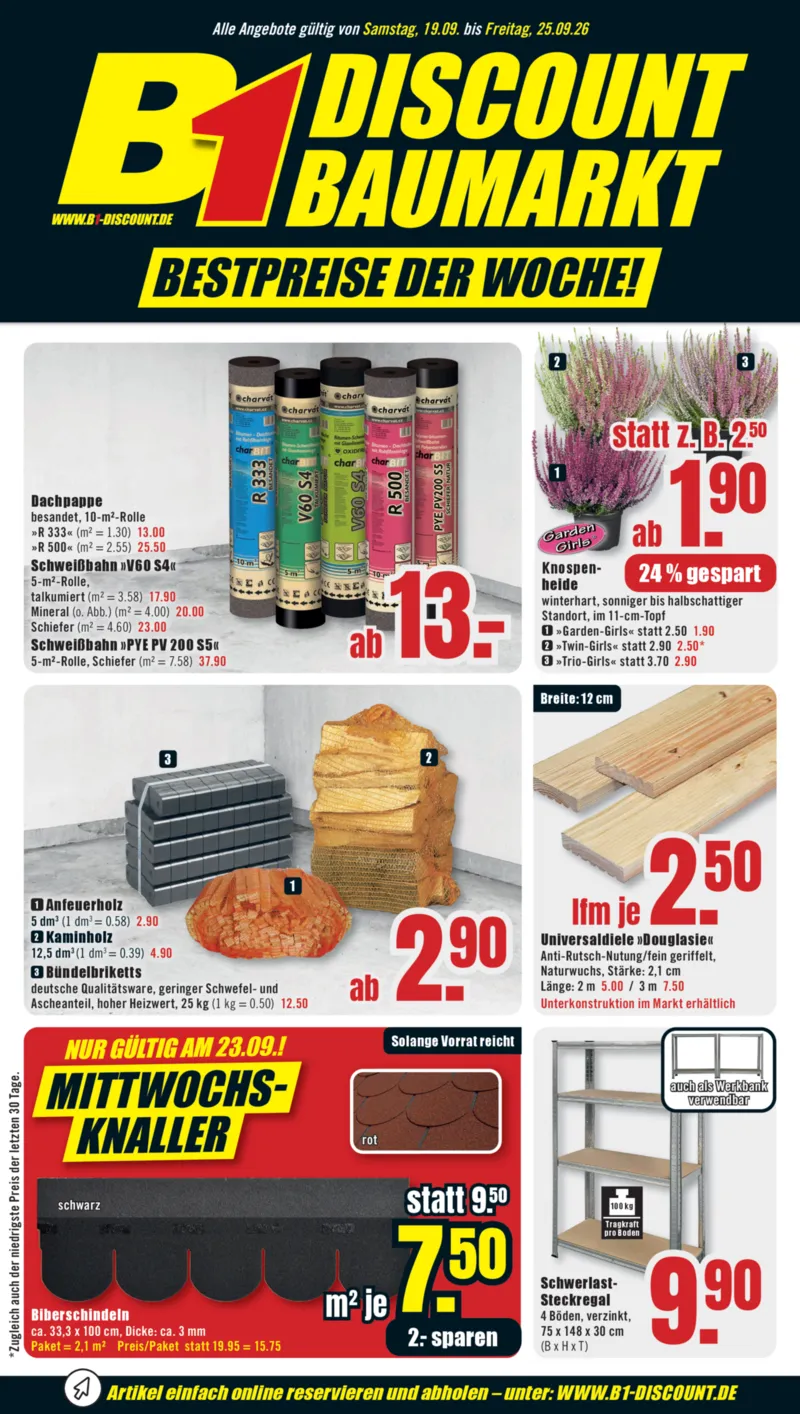 B1 Discount Prospekt vom 19.09.2026, Seite 1