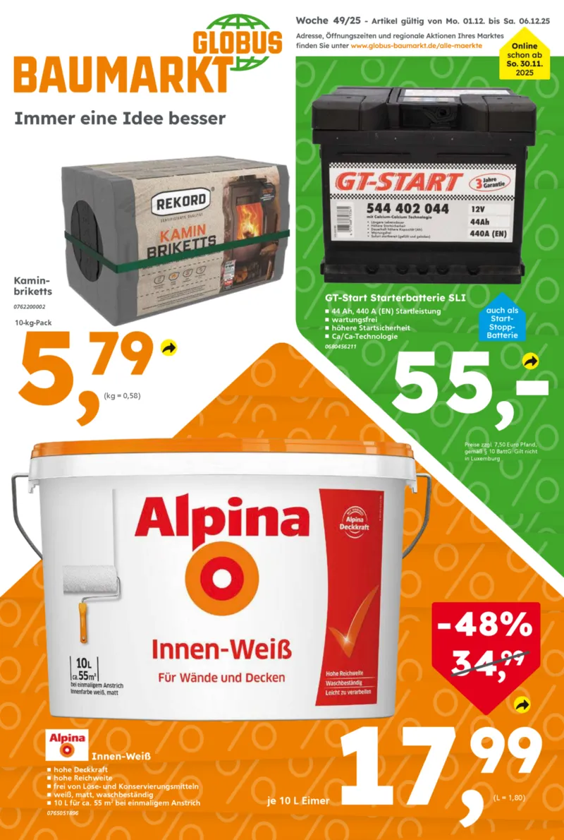 Globus Baumarkt Prospekt vom 01.12.2025, Seite 1
