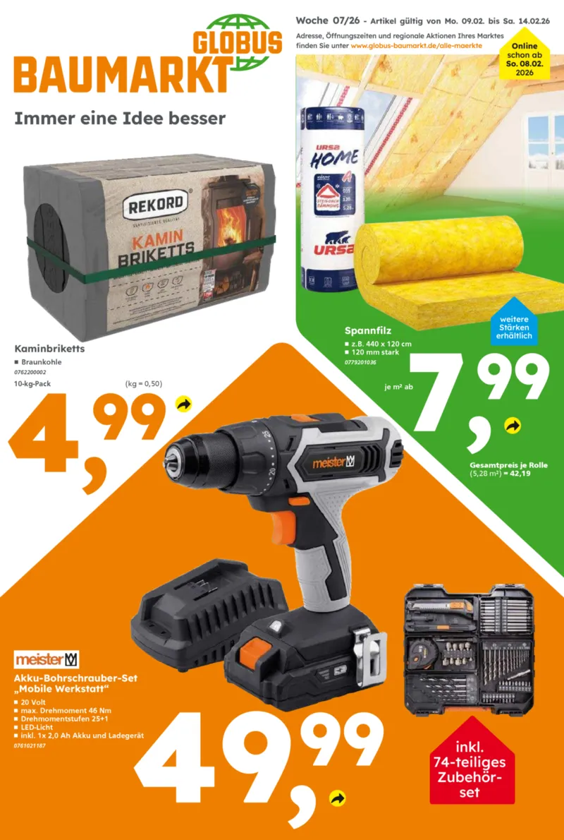 Globus Baumarkt Prospekt vom 09.02.2026, Seite 1
