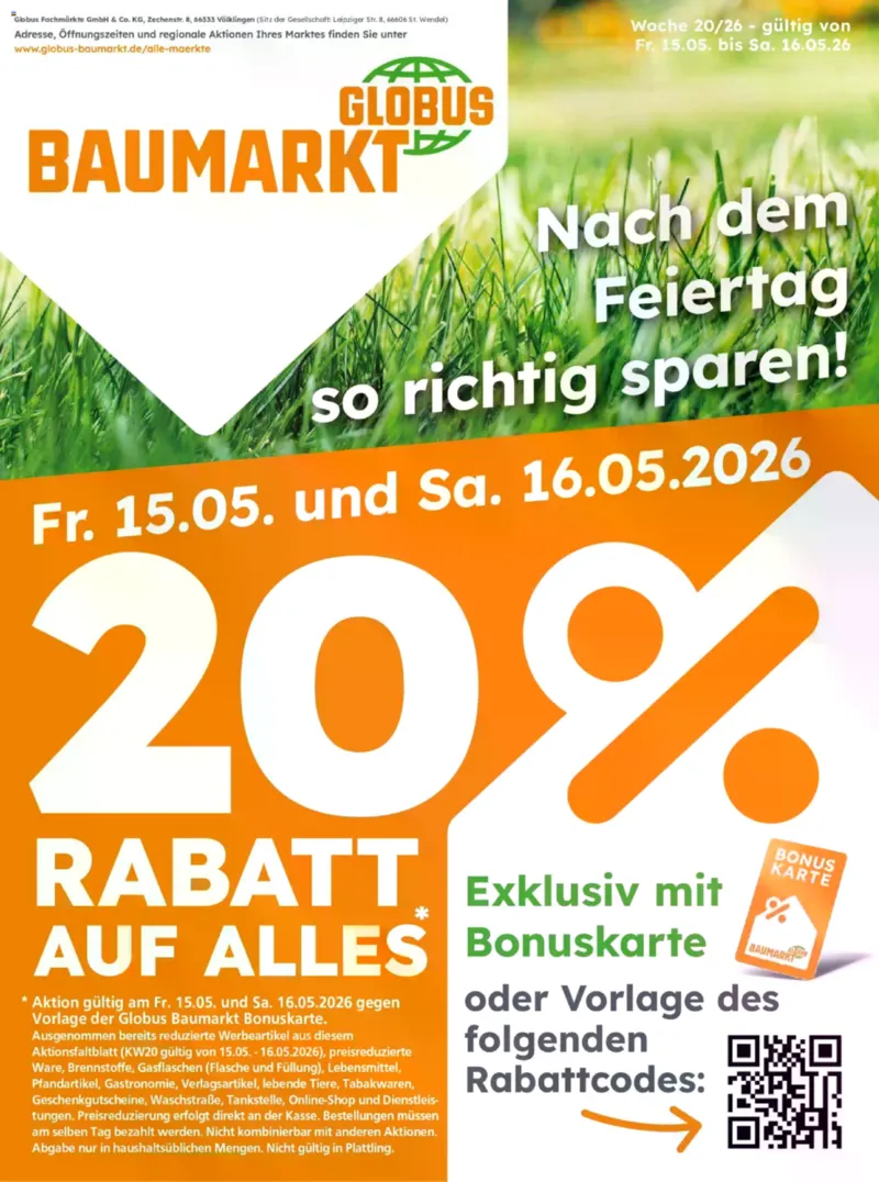 Globus Baumarkt Prospekt vom 15.05.2026, Seite 1