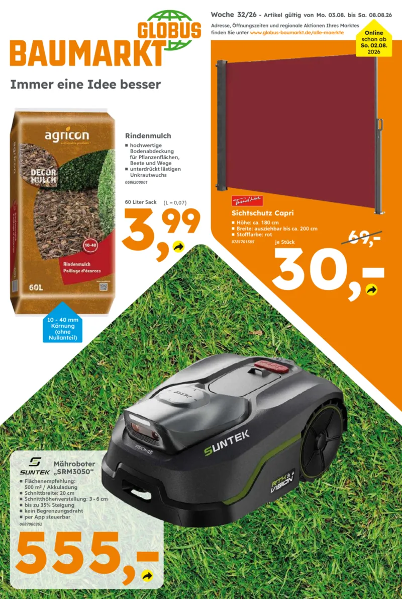 Globus Baumarkt Prospekt vom 03.08.2026, Seite 1