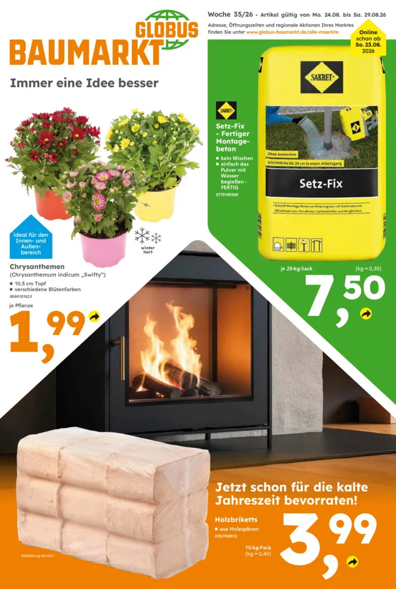 Globus Baumarkt Prospekt vom 24.08.2026, Seite 1