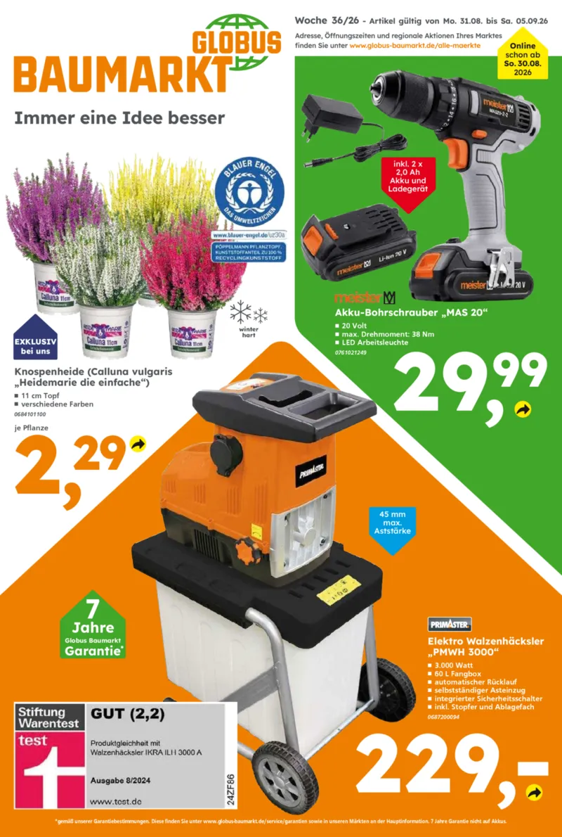 Globus Baumarkt Prospekt vom 31.08.2026, Seite 1