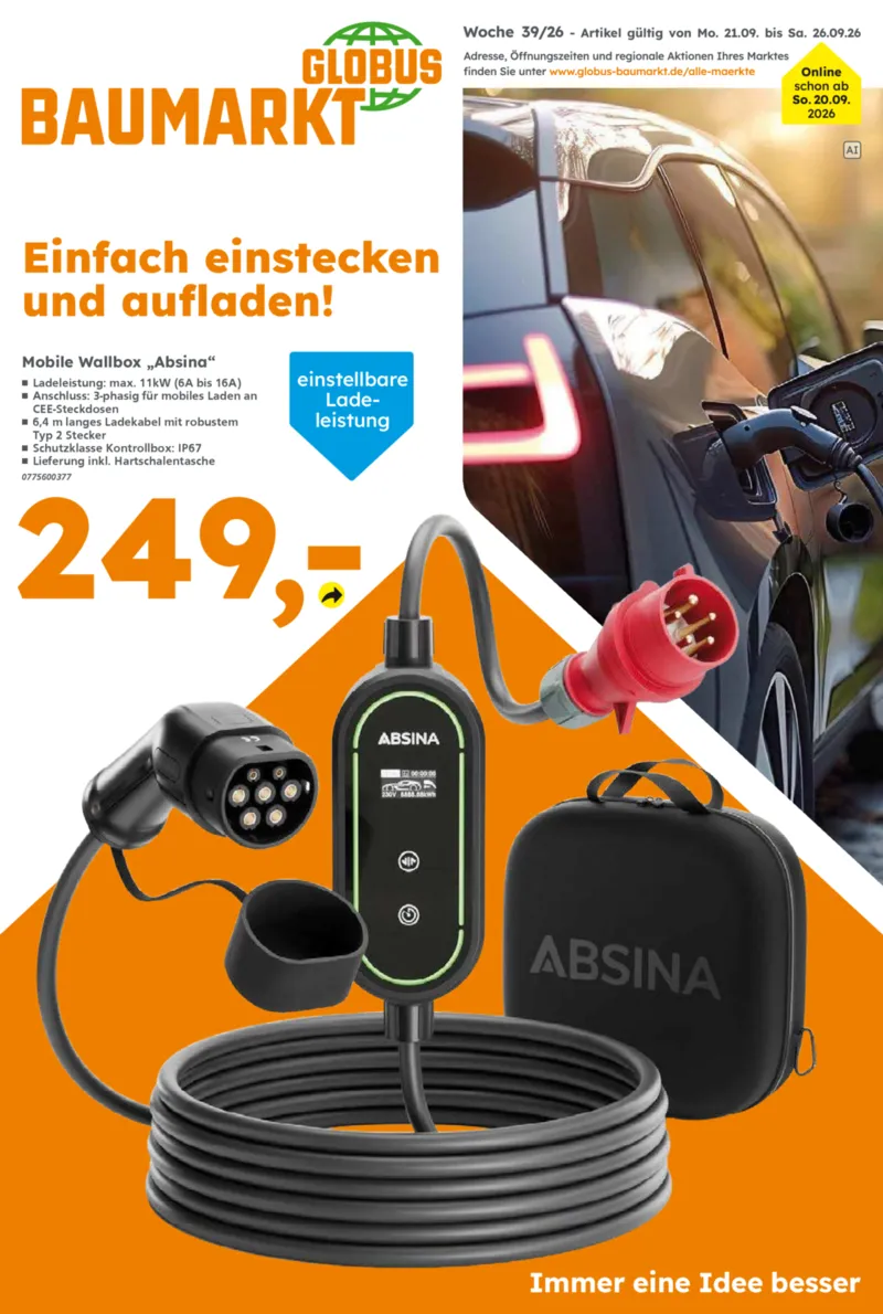 Globus Baumarkt Prospekt vom 21.09.2026, Seite 1