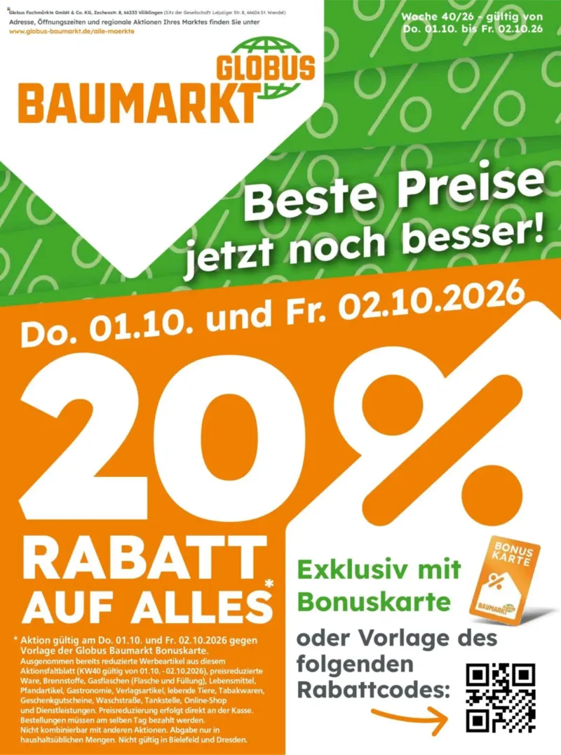 Globus Baumarkt Prospekt vom 01.10.2026, Seite 1