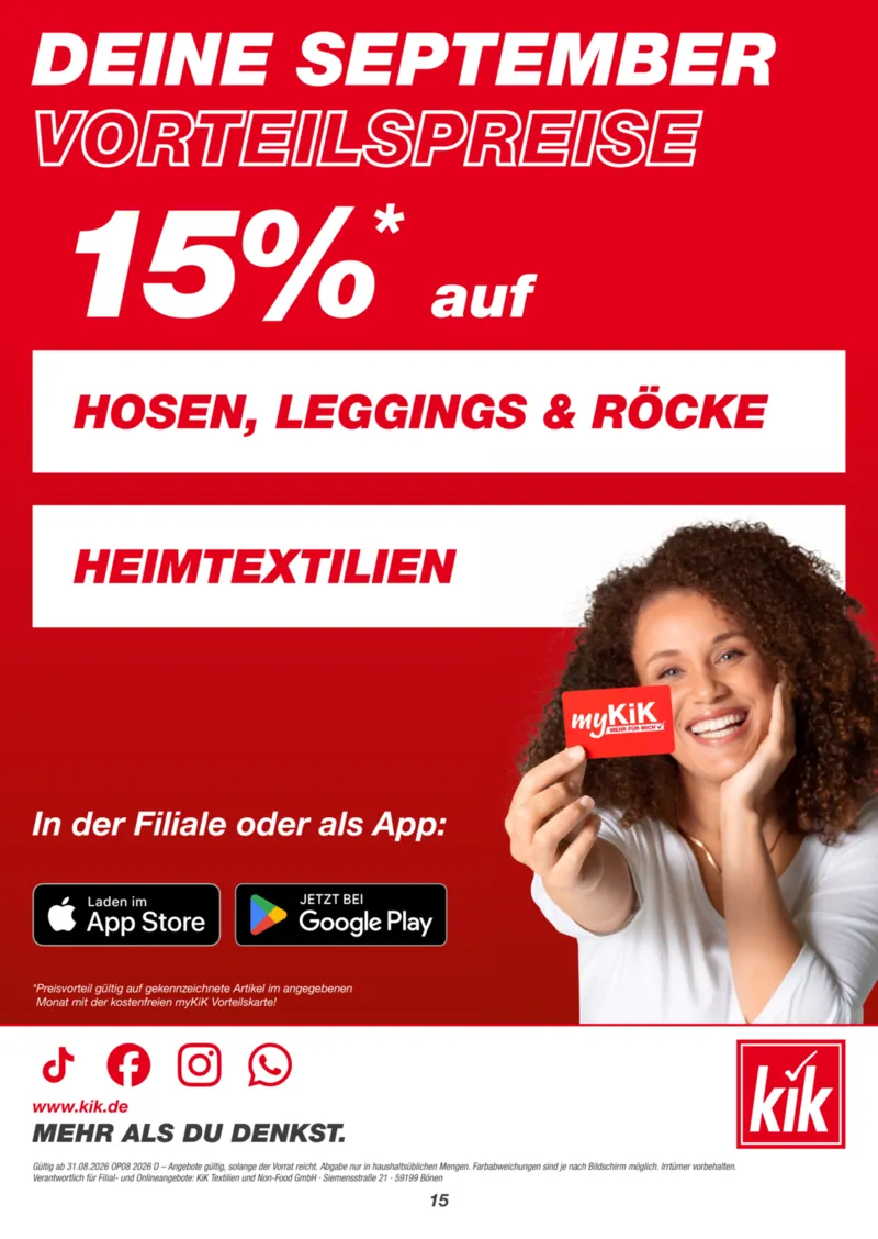KiK Prospekt vom 31.08.2026, Seite 15