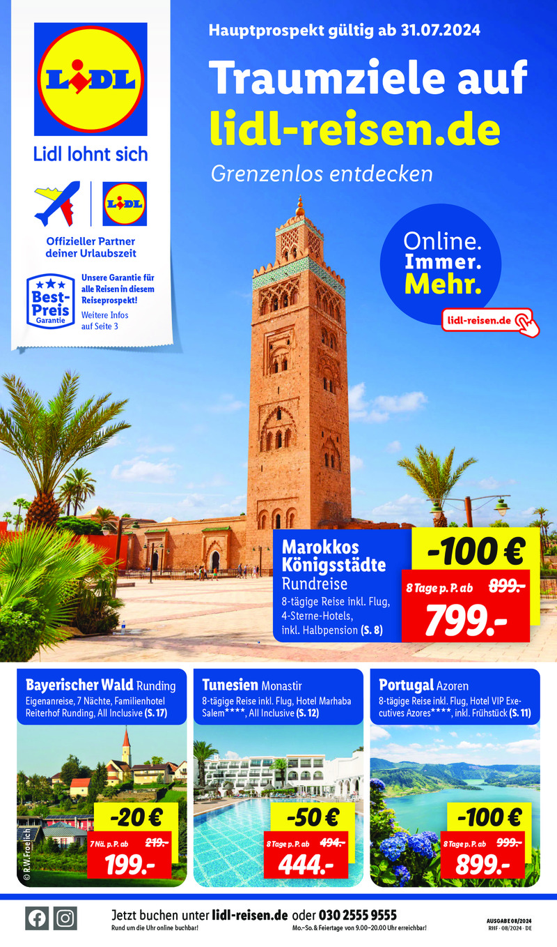 Lidl-Reisen Prospekt vom 01.08.2024, Seite 1