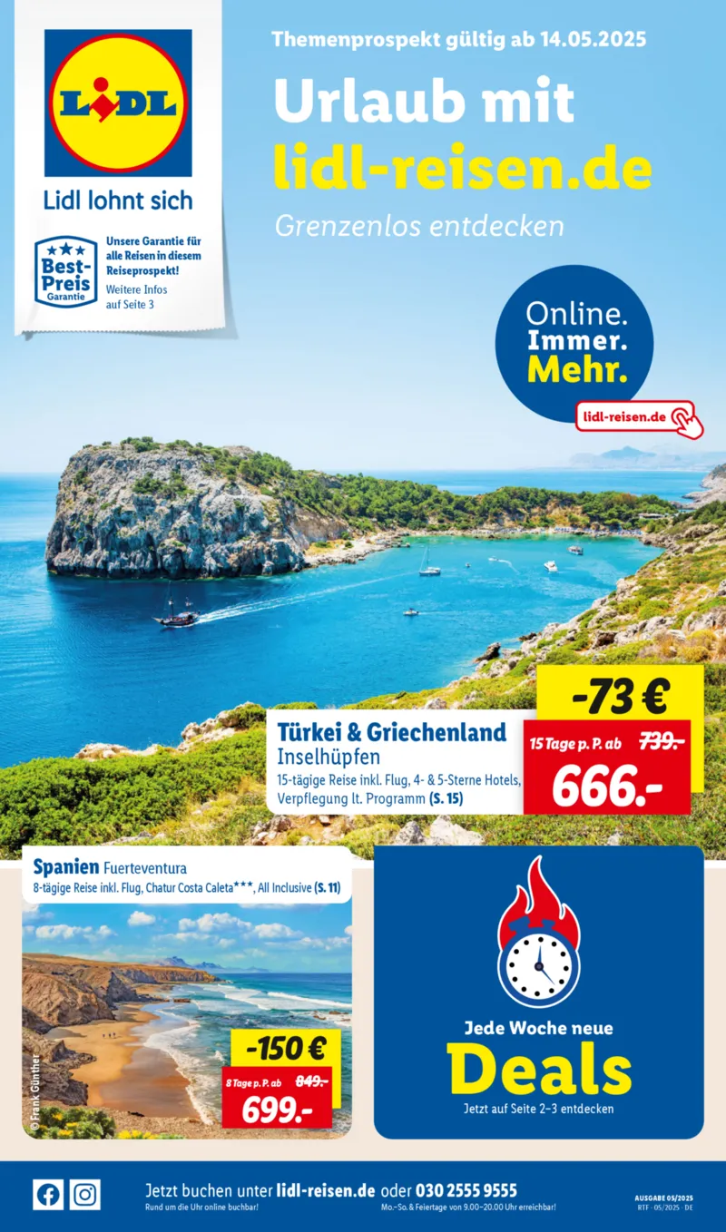 Lidl-Reisen Prospekt vom 14.05.2025, Seite 1