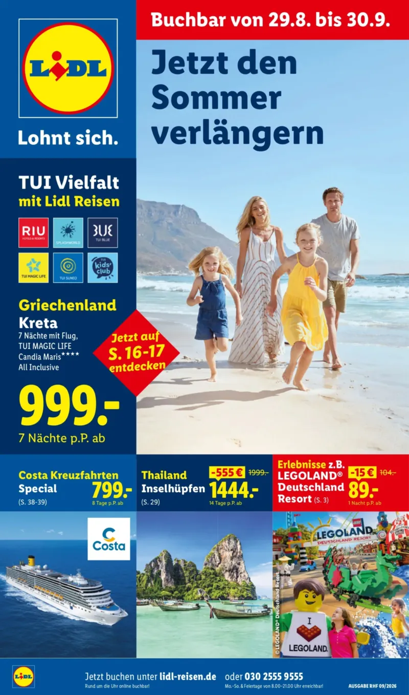 Lidl-Reisen Prospekt vom 29.08.2026, Seite 1