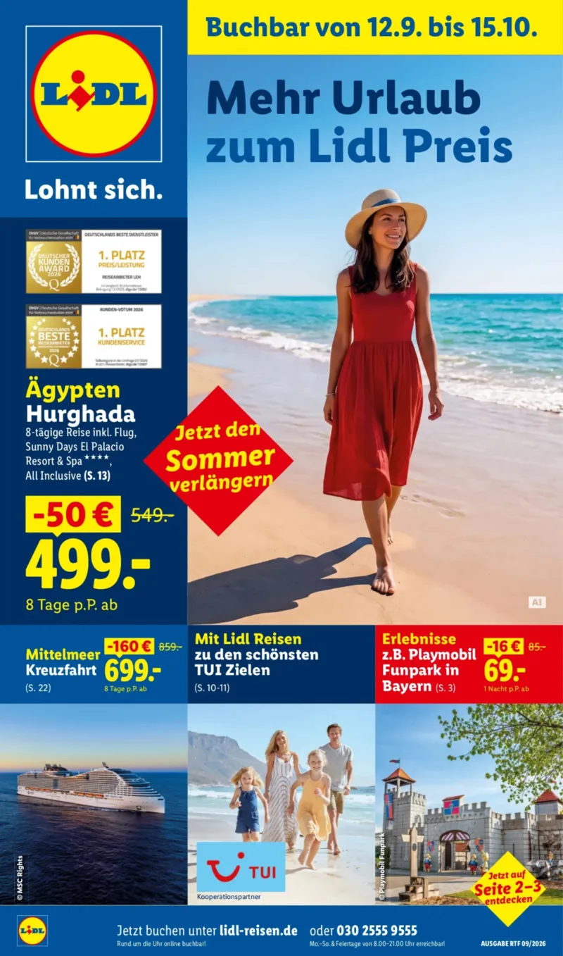 Lidl-Reisen Prospekt vom 12.09.2026, Seite 1