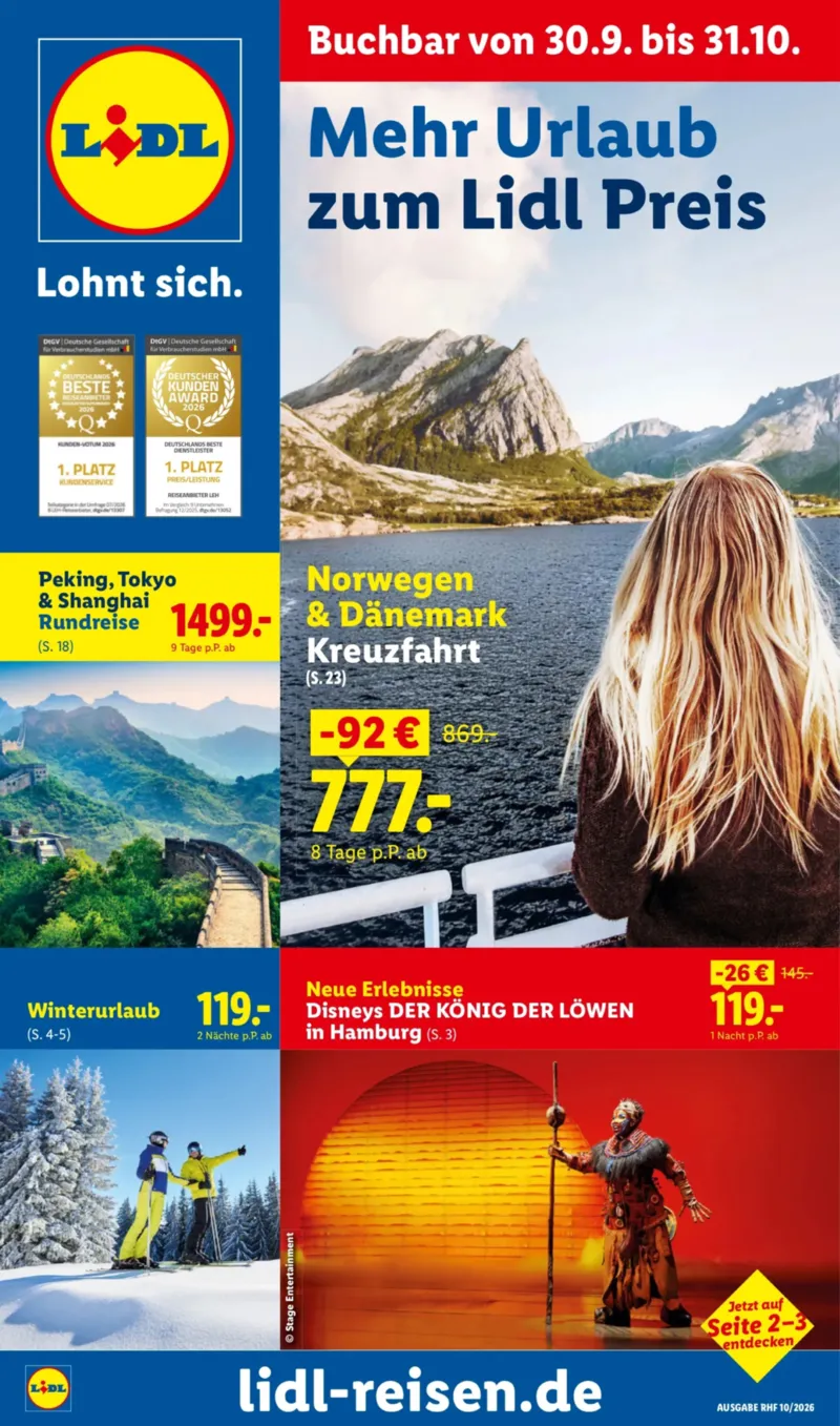 Lidl-Reisen Prospekt vom 30.09.2026, Seite 1