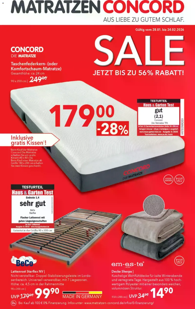 Matratzen Concord Prospekt vom 28.01.2026, Seite 1