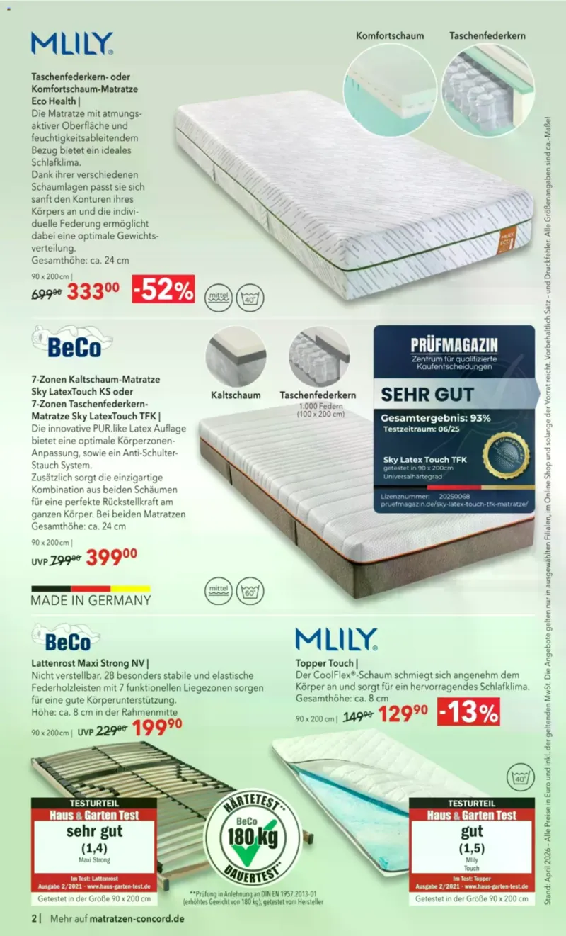 Matratzen Concord Prospekt vom 29.04.2026, Seite 2