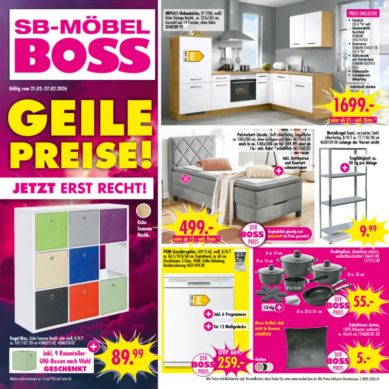 Möbel Boss Prospekt vom 21.02.2026, Seite 1