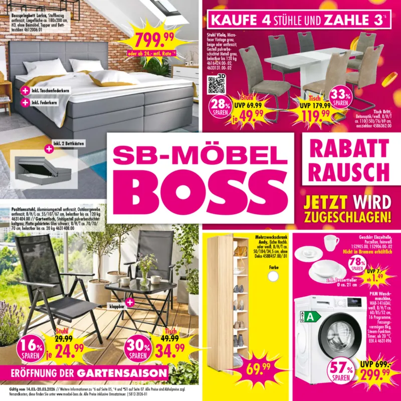 Möbel Boss Prospekt vom 14.03.2026, Seite 1