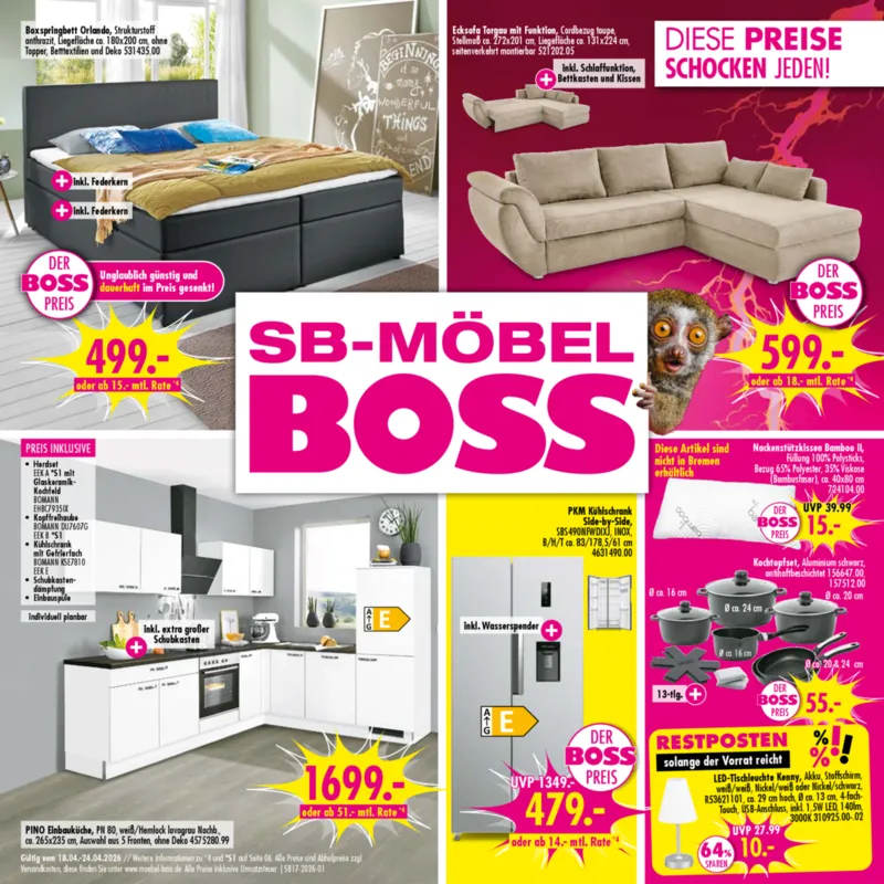 Möbel Boss Prospekt vom 18.04.2026, Seite 1