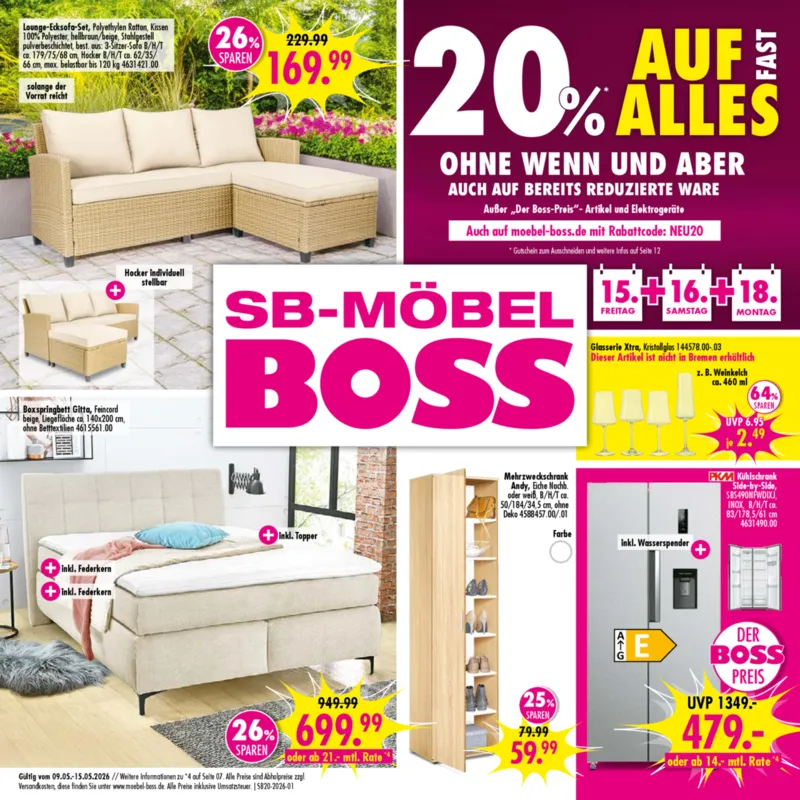 Möbel Boss Prospekt vom 09.05.2026, Seite 1