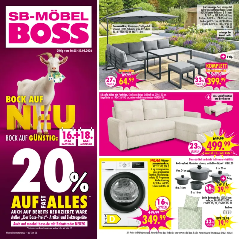 Möbel Boss Prospekt vom 16.05.2026, Seite 1