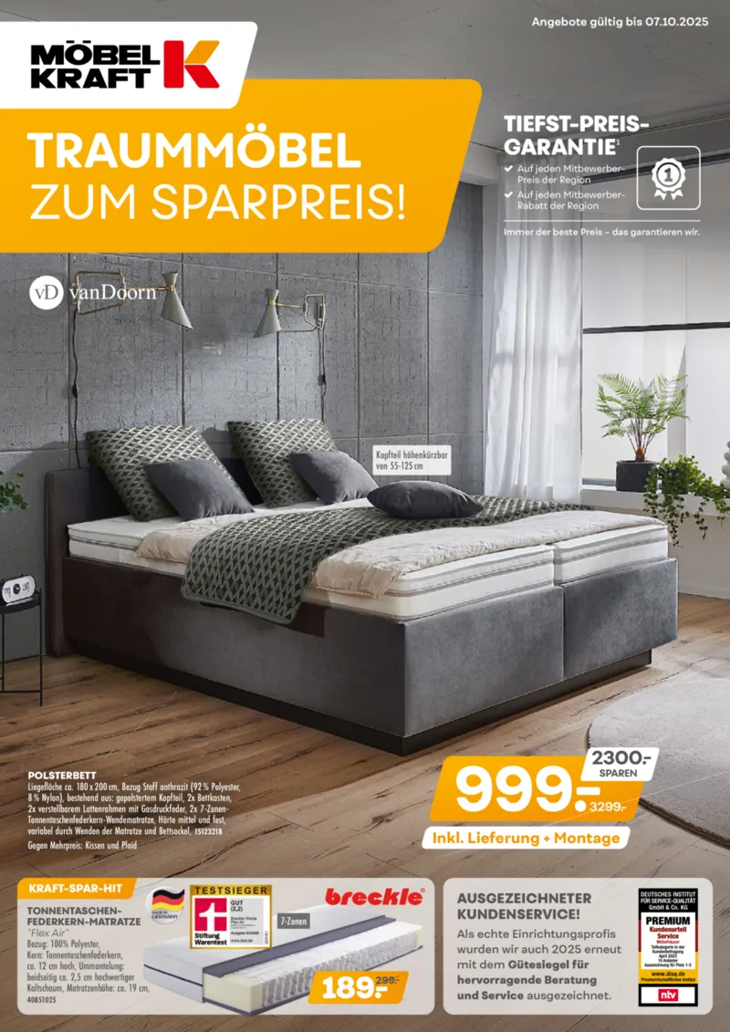 Möbel-Kraft Prospekt vom 10.09.2025, Seite 1