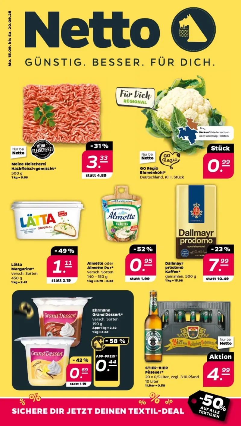 NETTO Supermarkt Prospekt vom 15.09.2025, Seite 1
