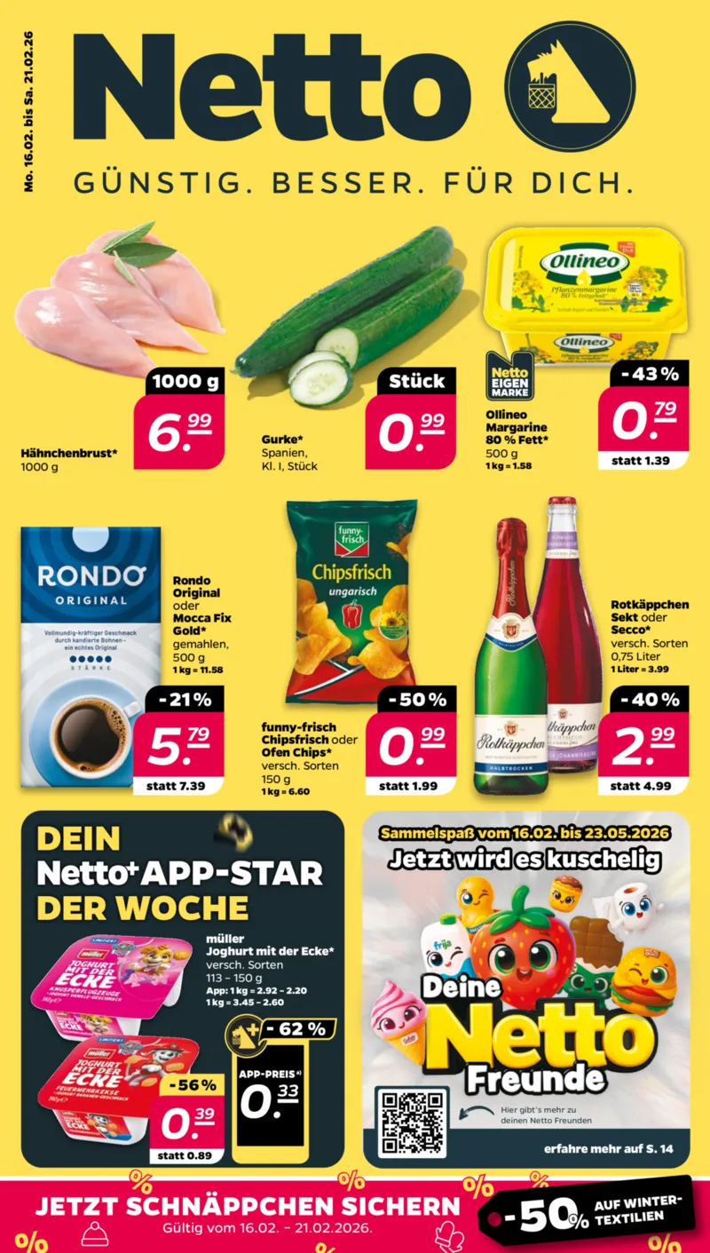 NETTO Supermarkt Prospekt vom 16.02.2026, Seite 1