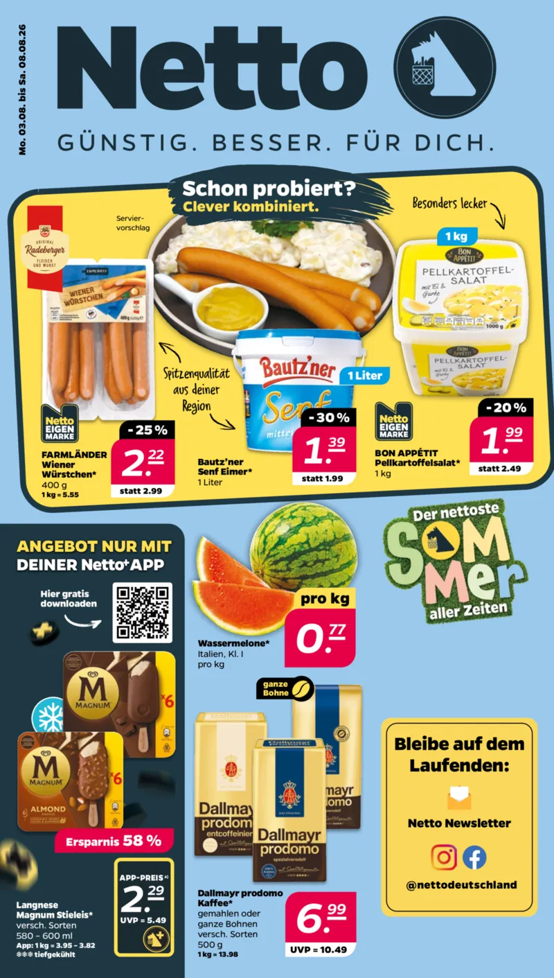 NETTO Supermarkt Prospekt vom 03.08.2026, Seite 1
