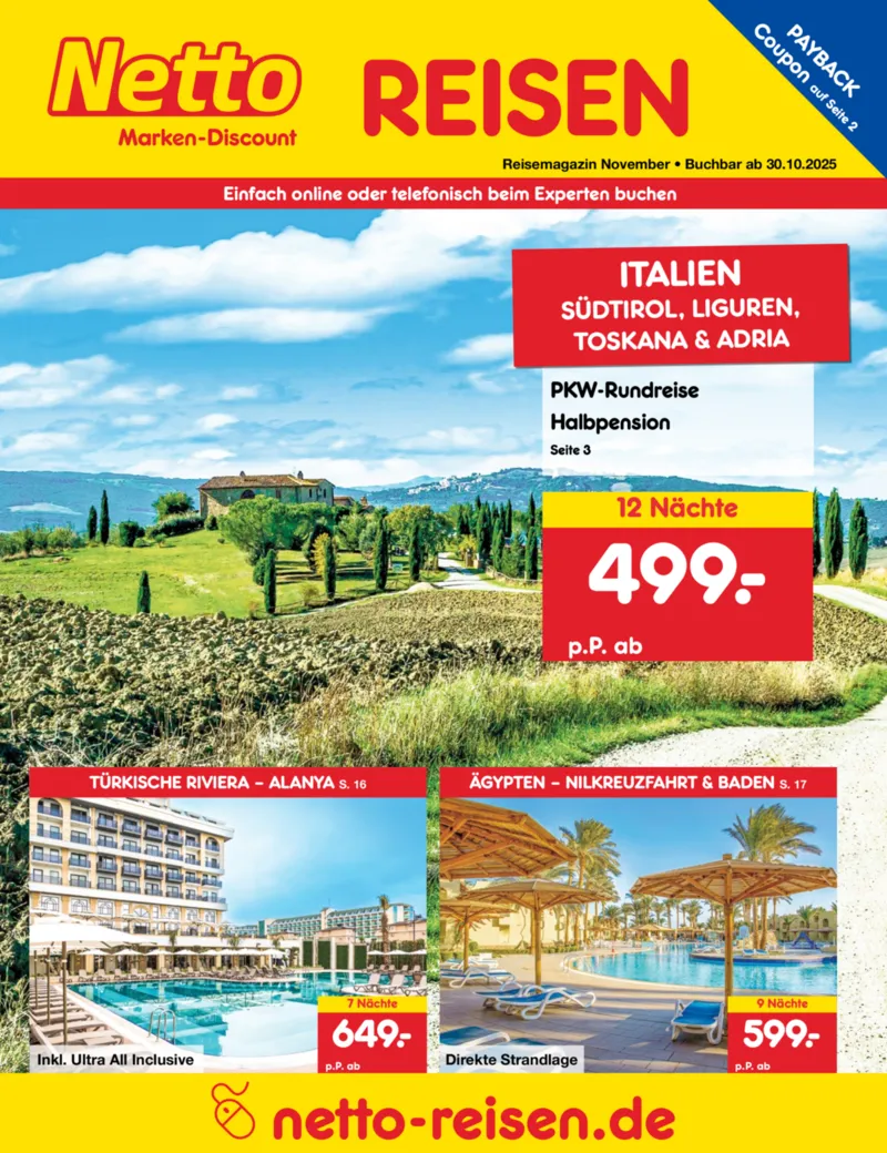 Netto-Reisen Prospekt vom 30.10.2025, Seite 1