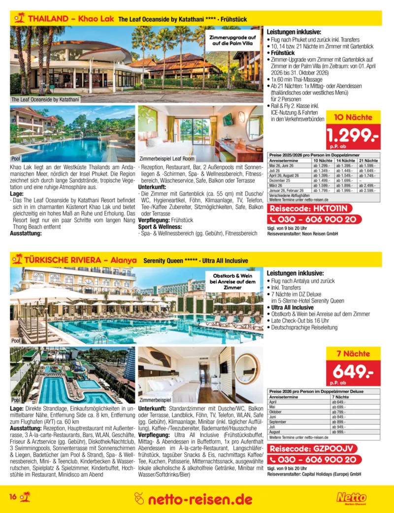 Netto-Reisen Prospekt vom 30.10.2025, Seite 16