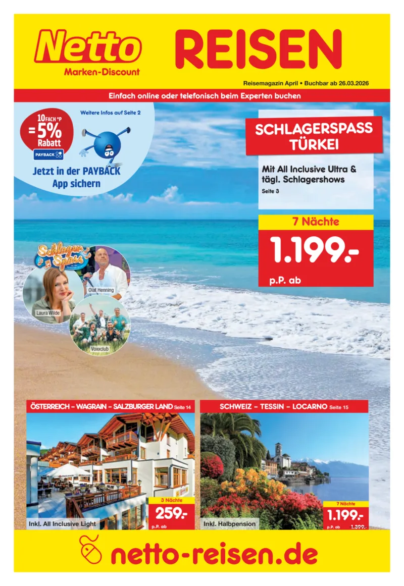 Netto-Reisen Prospekt vom 27.03.2026, Seite 1