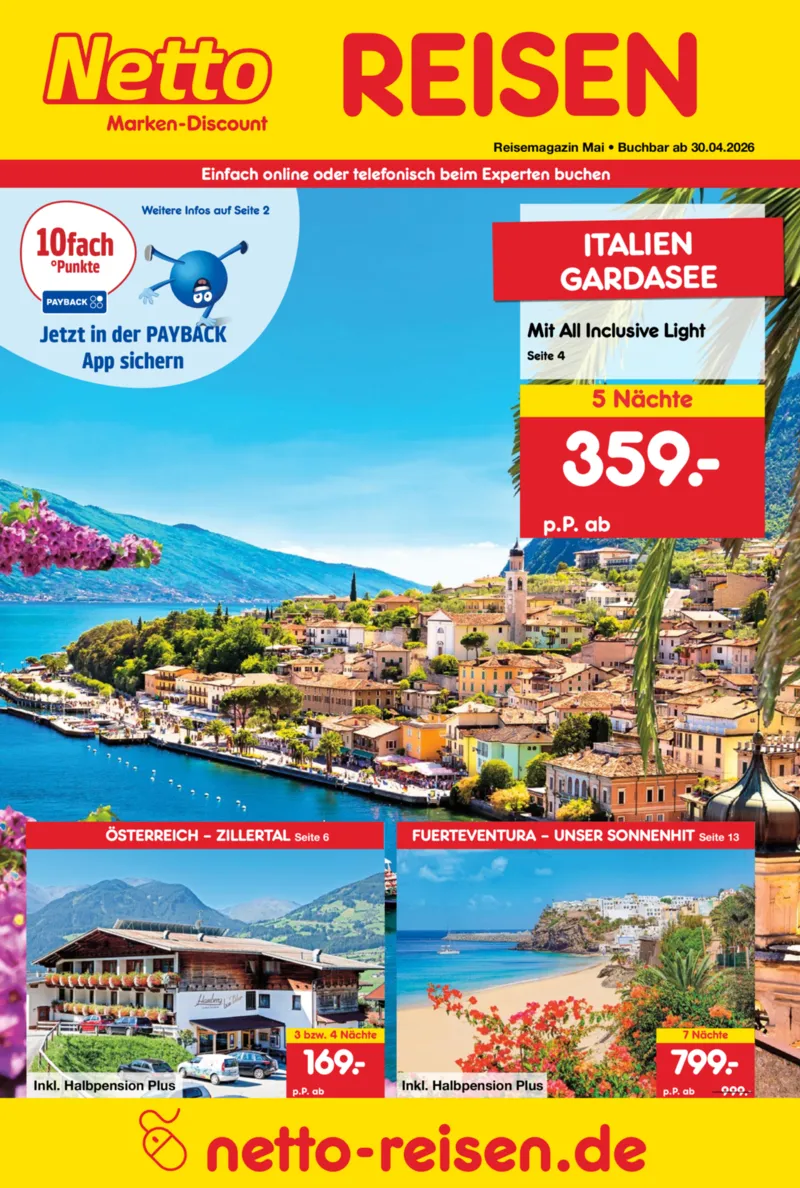 Netto-Reisen Prospekt vom 30.04.2026, Seite 1