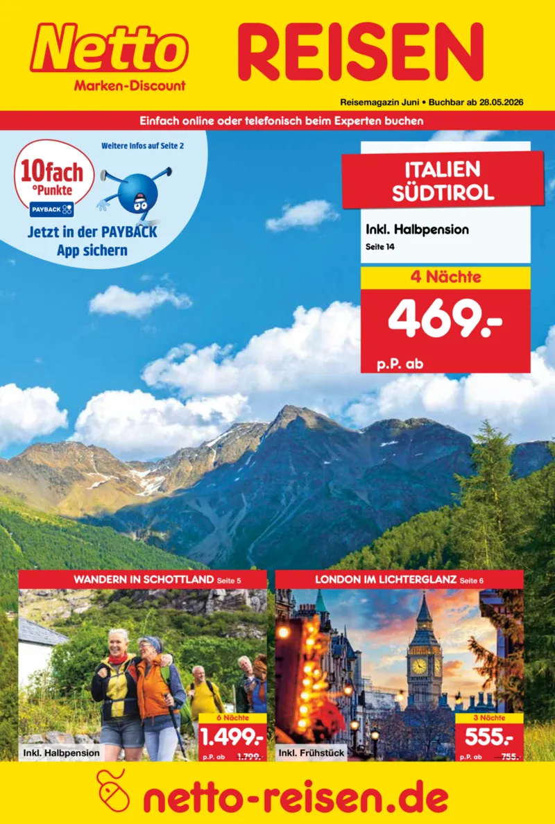 Netto-Reisen Prospekt vom 28.05.2026, Seite 1