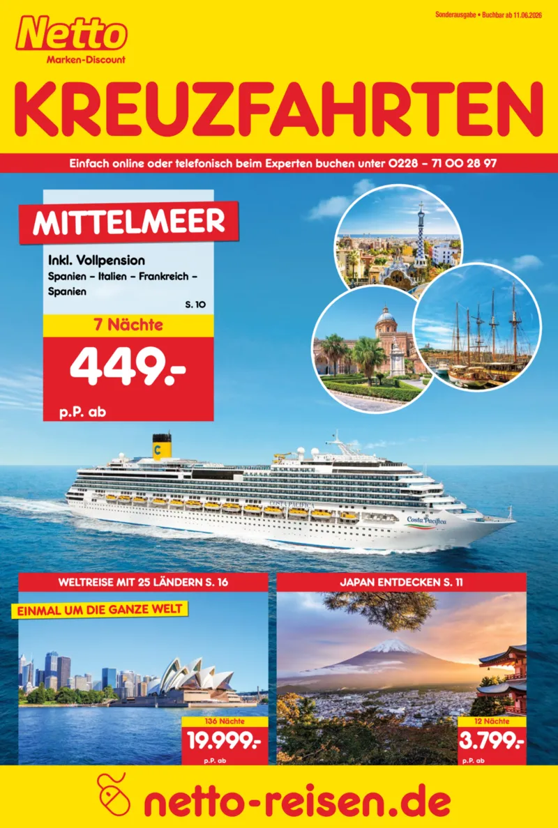 Netto-Reisen Prospekt vom 11.06.2026, Seite 1
