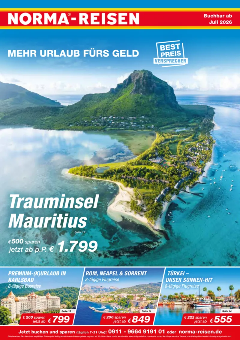 Norma-Reisen Prospekt vom 01.07.2026, Seite 1