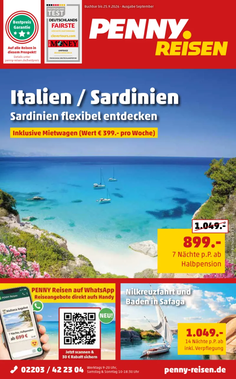 Penny-Reisen Prospekt vom 29.08.2026, Seite 1