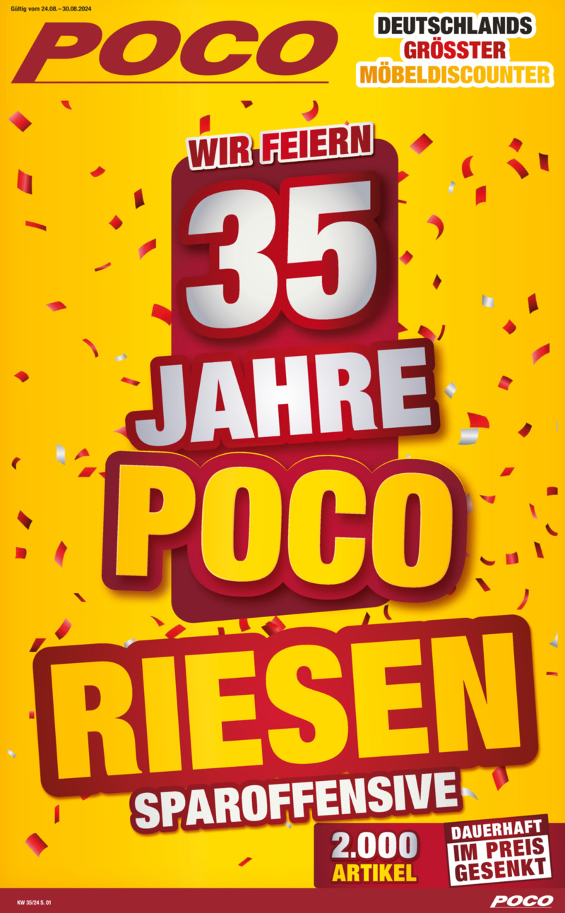 POCO Einrichtungsmarkt Prospekt vom 24.08.2024, Seite 1