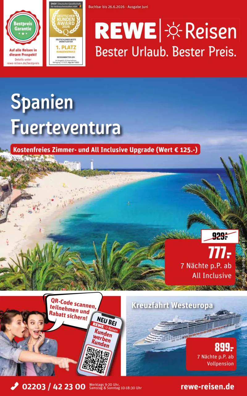 REWE Reisen Prospekt vom 30.05.2026, Seite 1