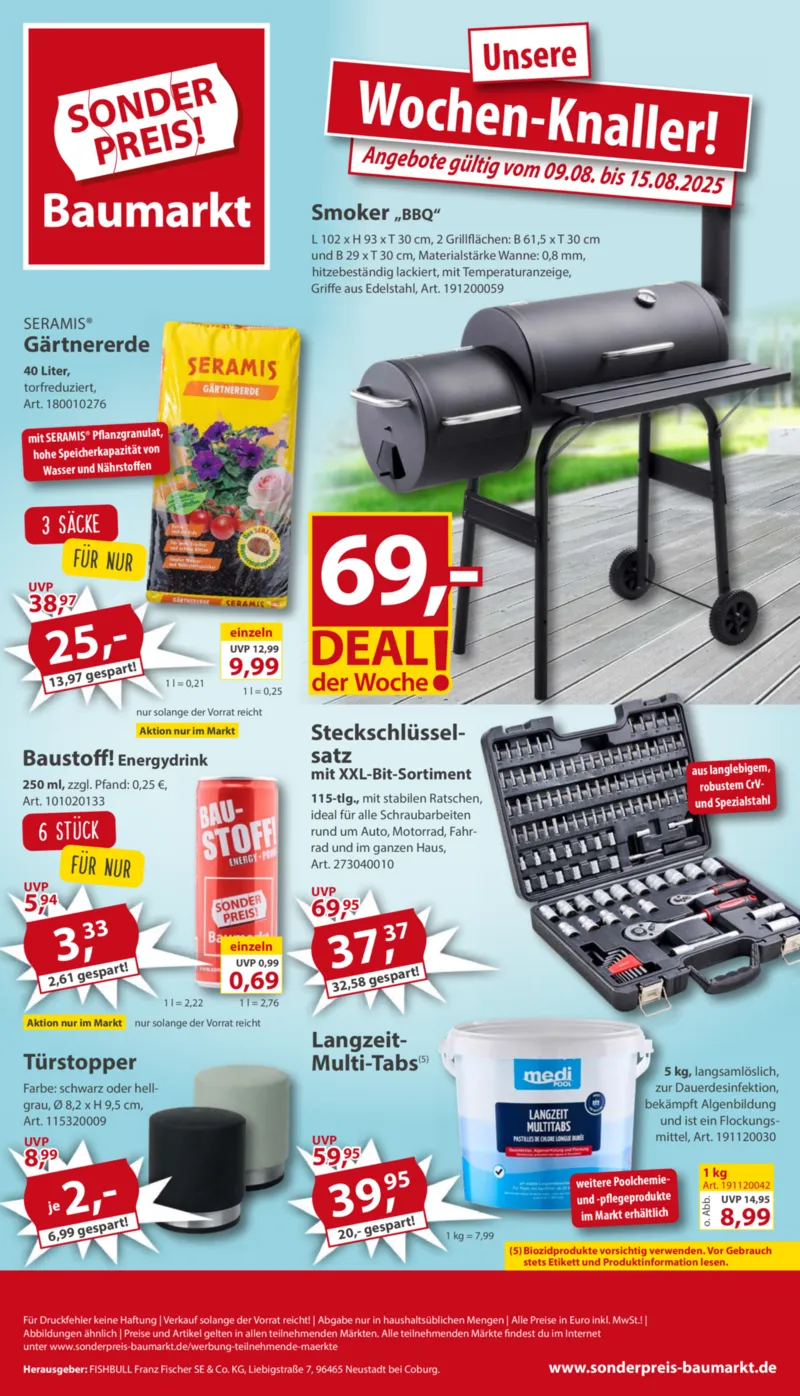 Sonderpreis Baumarkt Prospekt vom 09.08.2025, Seite 1