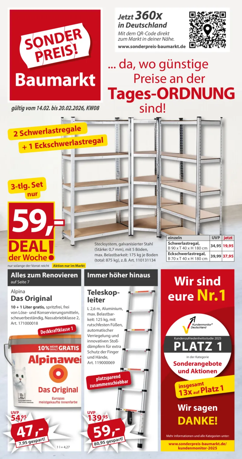 Sonderpreis Baumarkt Prospekt vom 14.02.2026, Seite 1