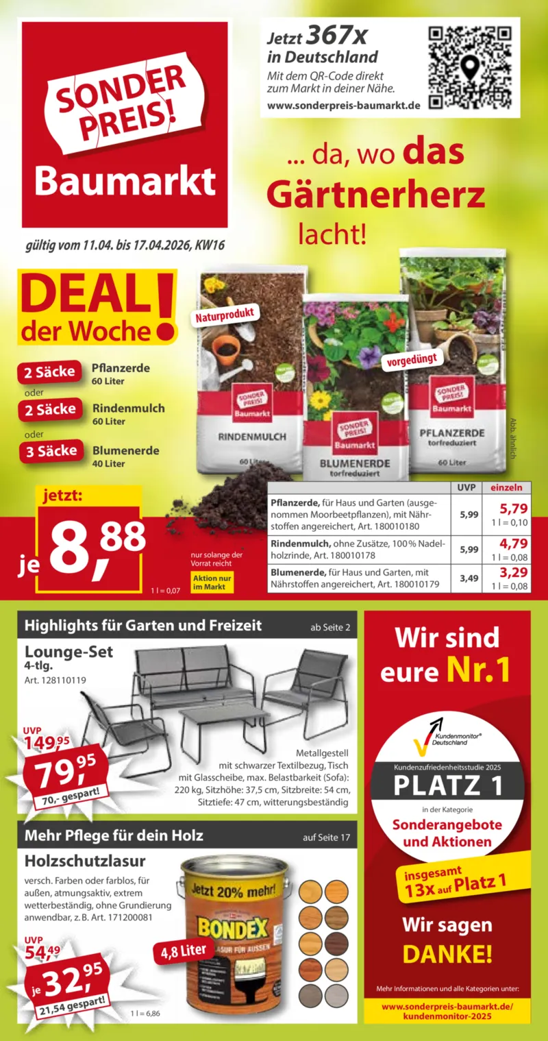 Sonderpreis Baumarkt Prospekt vom 11.04.2026, Seite 1