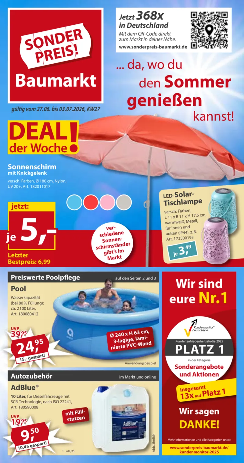 Sonderpreis Baumarkt Prospekt vom 27.06.2026, Seite 1