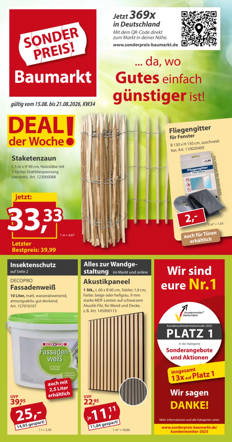 Sonderpreis Baumarkt Prospekt vom 15.08.2026, Seite 1