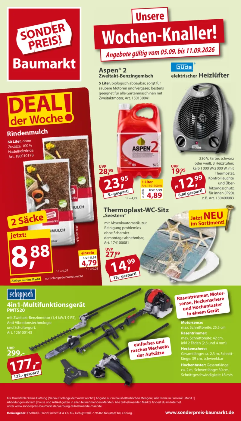 Sonderpreis Baumarkt Prospekt vom 05.09.2026, Seite 1