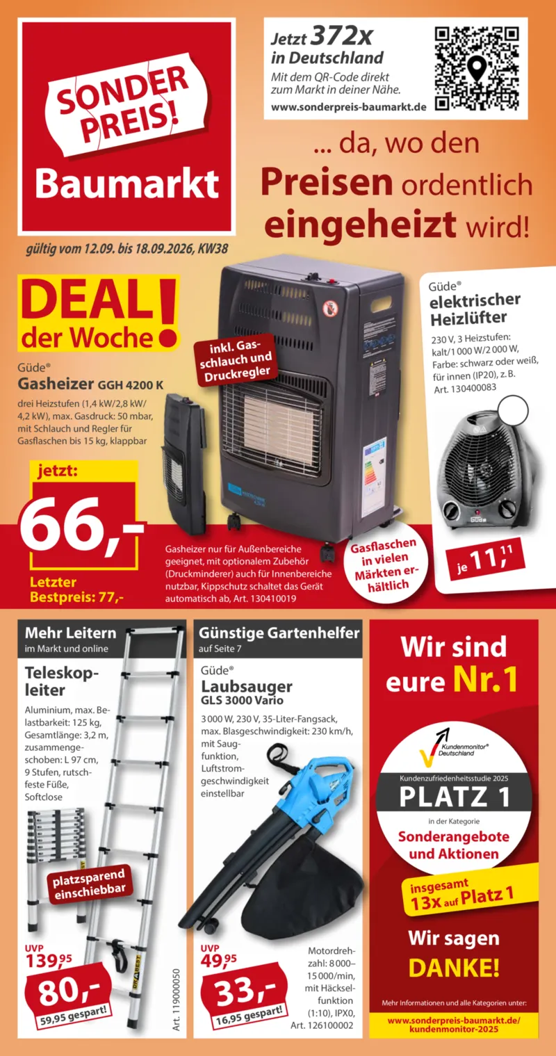 Sonderpreis Baumarkt Prospekt vom 12.09.2026, Seite 1