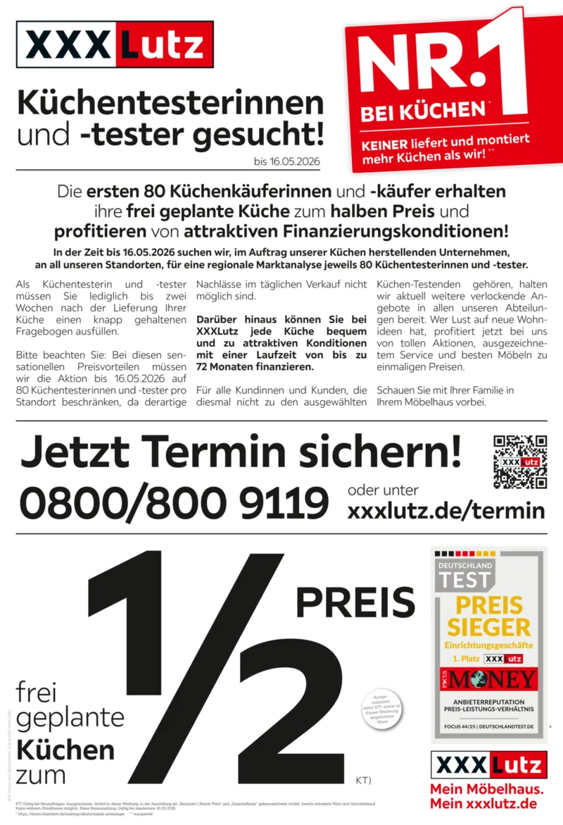 XXXLutz Prospekt vom 02.05.2026, Seite 1