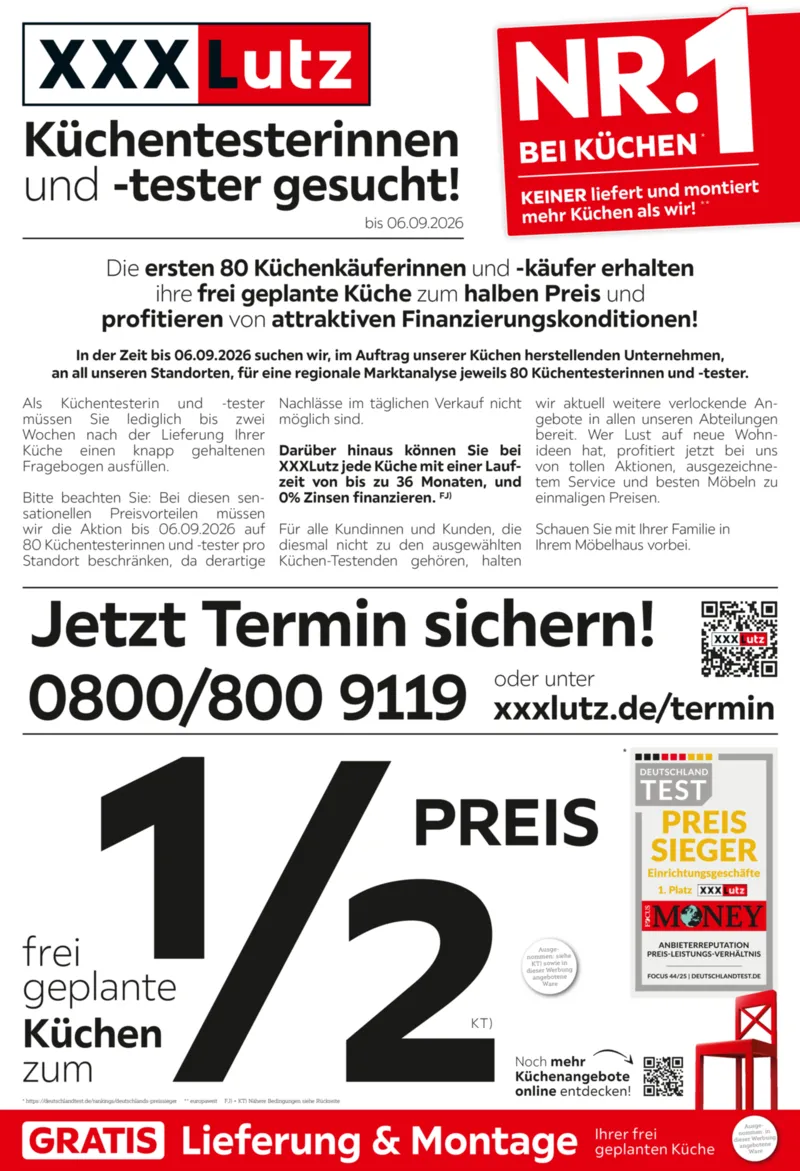 XXXLutz Prospekt vom 22.08.2026, Seite 1